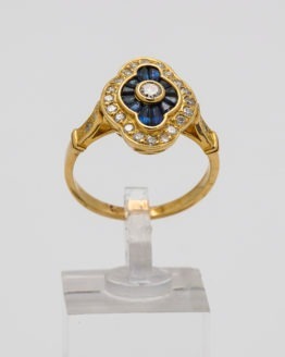Bague or saphir diamants