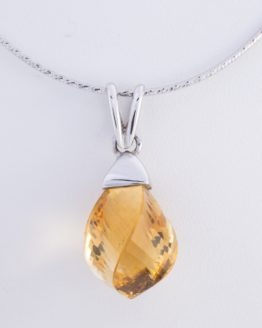 Pendentif or blanc citrine