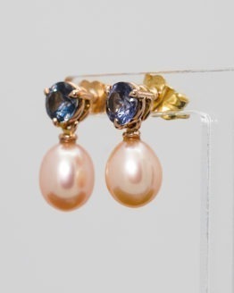 Boucles d'oreilles or perles et spinelles