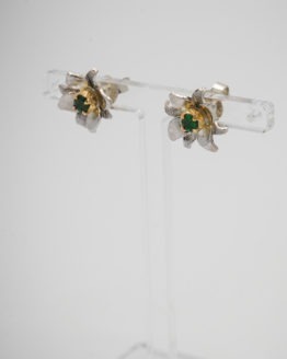 Boucles d'oreilles or argent grenats