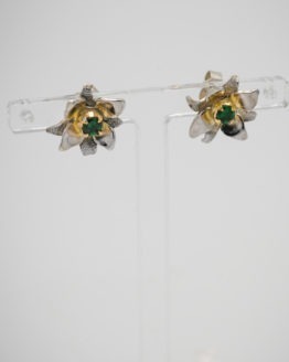 Boucles d'oreilles or argent grenats