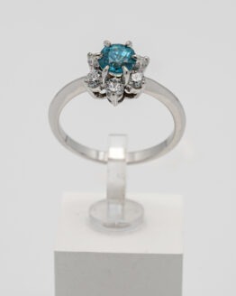 Bague or blanc diamant fleur