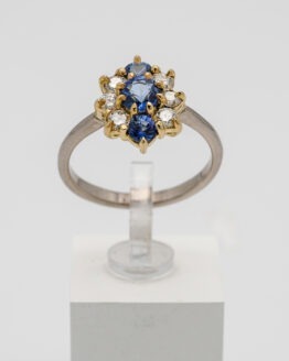 Bague or blanc et jaune saphirs diamants